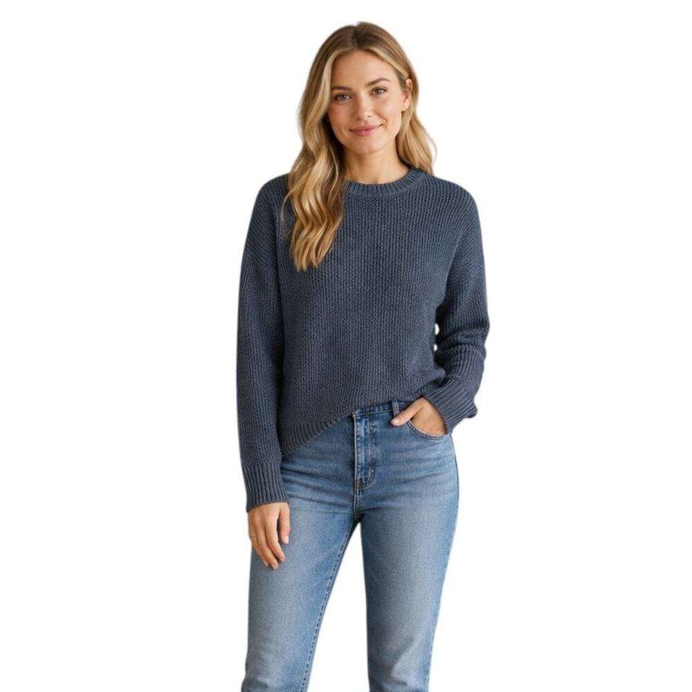 Jessica Simposon Indigo Blue Knit Long Sleeve Sweater Top, L